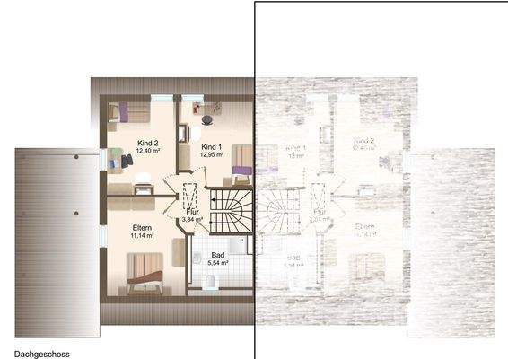 Grundriss Dachgeschoss - DHH 1