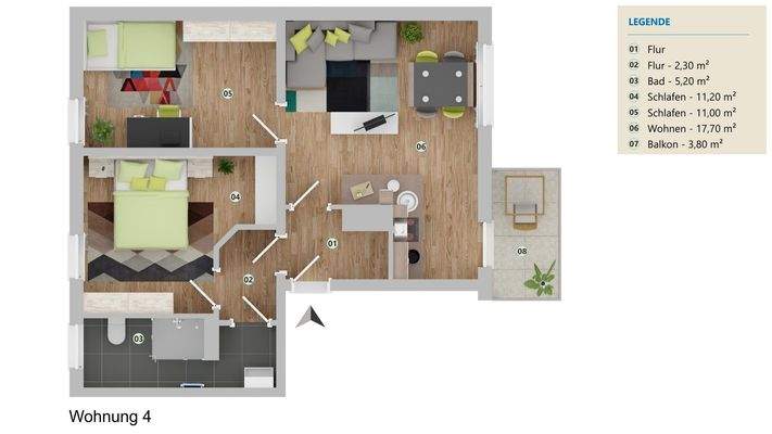 Grundriss Whg. 04, 1. OG