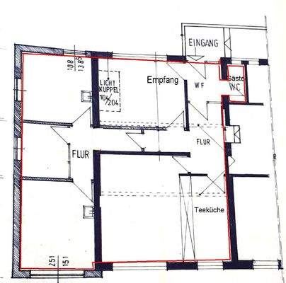 Grundriss rot markiert