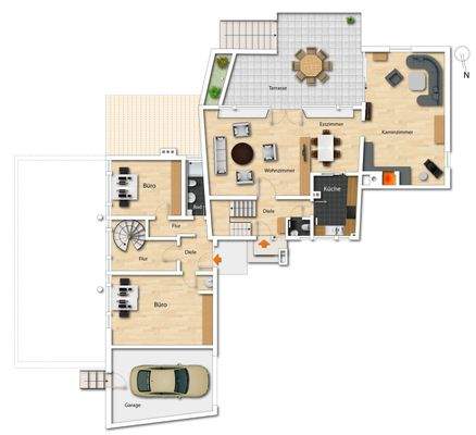 Grundriss EG möbliert