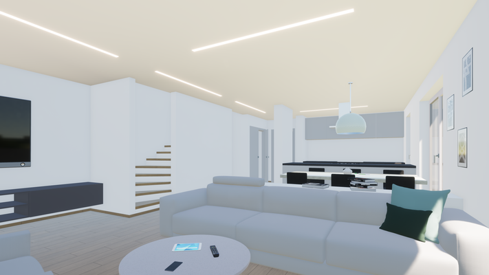 Wohnzimmer mit Küche