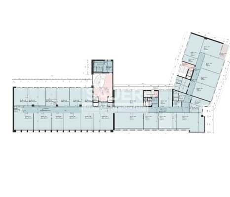Etagengrundriss (1.-6.OG) mit jeweils ca. 1.100 m²