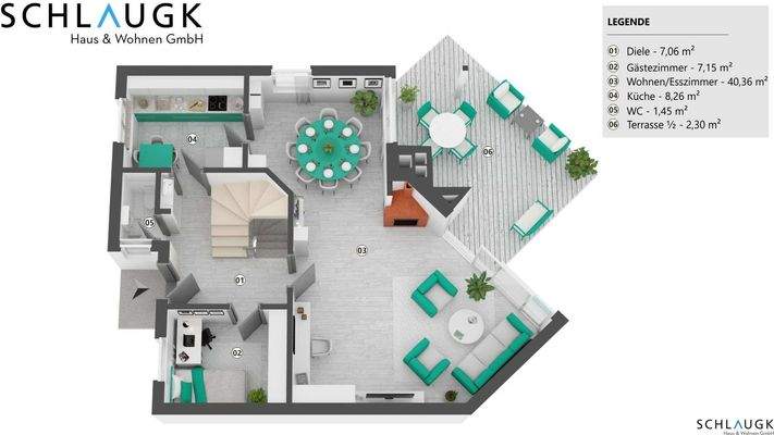 Grundriß EG mit m²