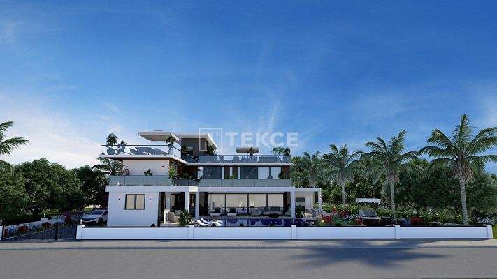 Detached Villa with Sea and Mountain View in Girne Edremit