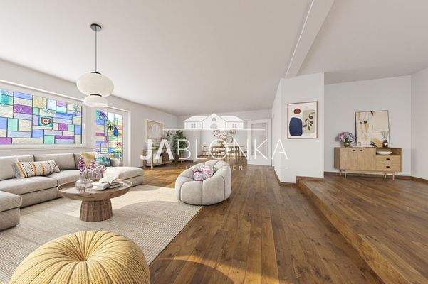 Wohn- und Esszimmer (digital renoviert)