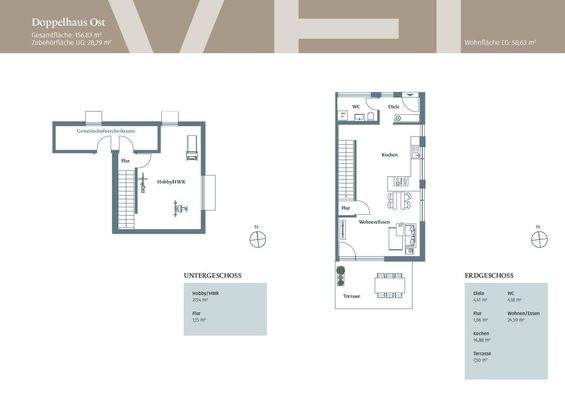 Erdgeschoss und Untergeschoss