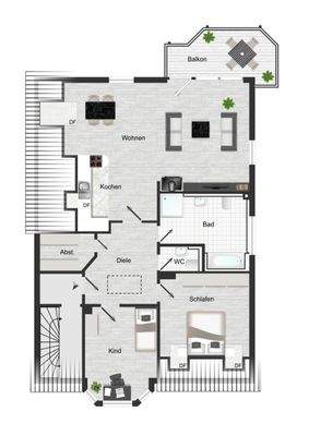 Großzügiger + heller Grundriss.