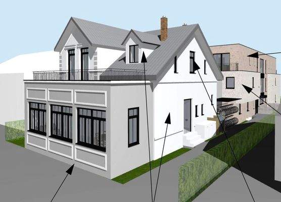 Visualisierung der sanierten Bestandsvilla