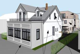 Visualisierung der sanierten Bestandsvilla