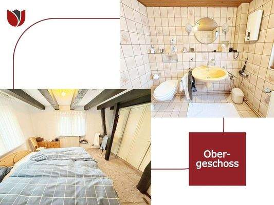 Bad und Schlafzimmer im 1. Obergeschoss
