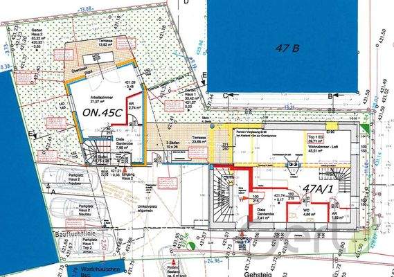 Erdgeschoss: Altbestand mit Neubau