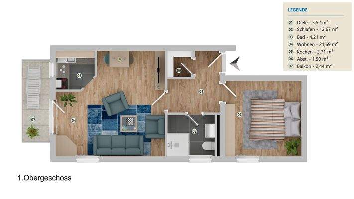 Grundriss Wohnung 1.09