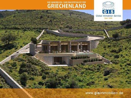 Villa Theros mit Pool 3D-Darstellung