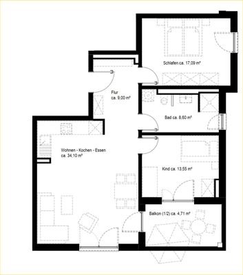 3 Zimmer 2. OG Whg. Nr. B31