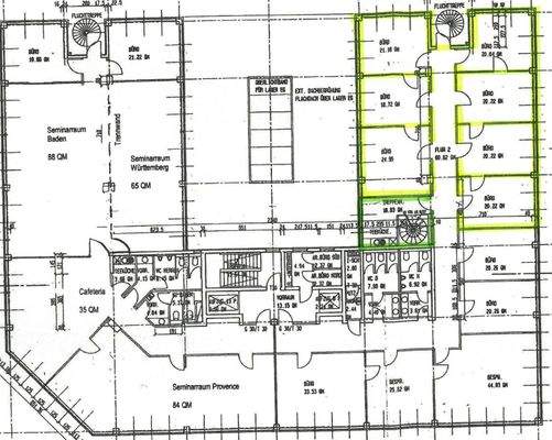 Grundriss (zu vermietende Fläche gelb)