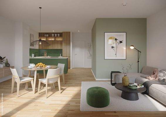 Wohnzimmer + Essbereich Dünenhaus WE 224