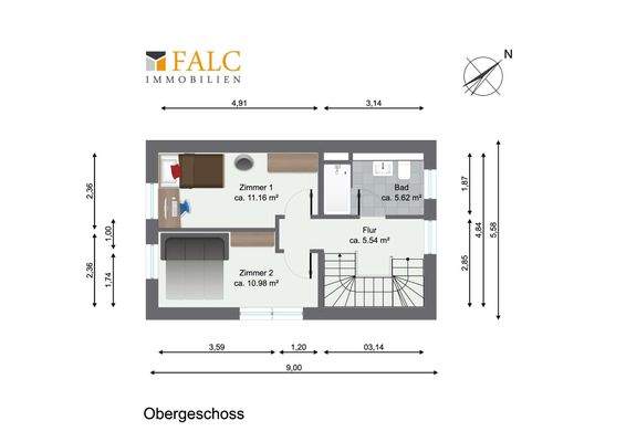 Grundriss Obergeschoss WE05