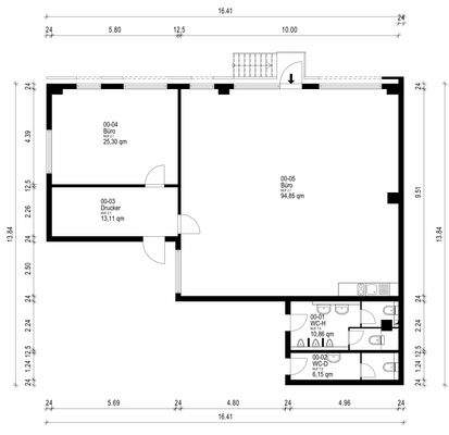 Grundrissplan Büro Nordseite Erdgeschoss