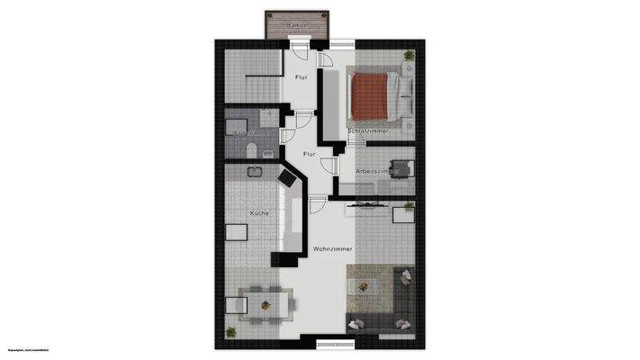 Einrichtungsbeispiel Dachgeschoss