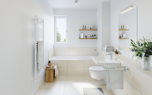 Modernes Bad mit Wanne und stilvollem Design