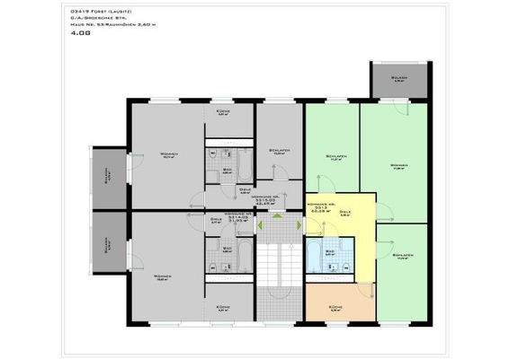 Grundriss 3-RaumWohnung + 1- Raumwohnung