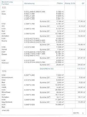 Wohnflächenberechnung mögliche Wohnungsbebauung