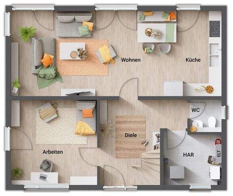 Grundriss-Stadthaus-Flair-152-Erdgeschoss-offene-Kueche