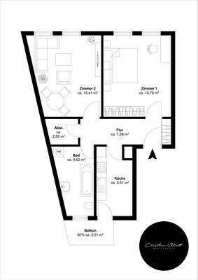 Teichmannstr. 22, 1. OG links - Etage 1, Ansicht 1, Schnitt 1, Einheit 1 - WENJ0J