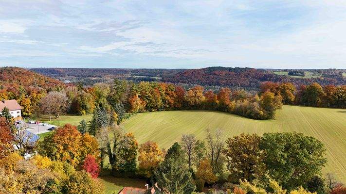 Blick über Isar im Hintergrund