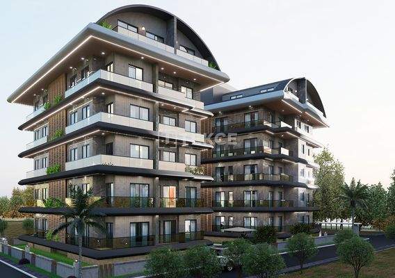 Apartments in a Complex 450 Meters from the Sea in Alanya Center