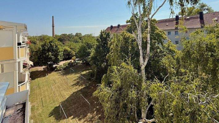 Blick vom Südbalkon auf die Grünanlagen