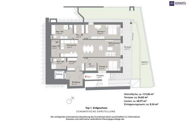 Grundriss Top 1, Schematische Darstellung
