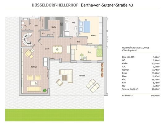 Düsseldorf - Bertha-von Suttner-Str. 43 - Grundriss EG