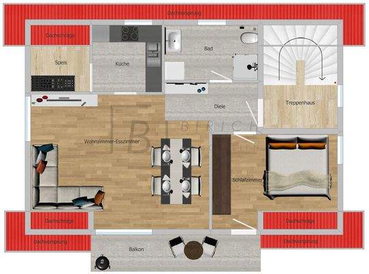 Grundriss_DG Dieser Grundriss ist nicht maßstabsgerecht und ist zur Maßentnahme nicht geeignet. Er dient nur der Vorinformation