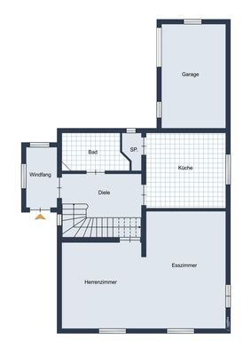 Erdgeschossgrundriss (Speisekammer nicht vorhanden, dieser Bereich wurde zum Badezimmer dazugenommen)