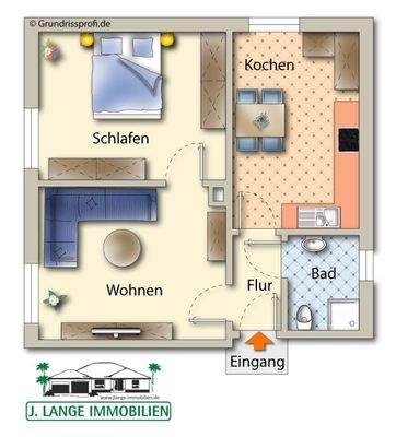 Grundriss ETW 2 und 4 animiert, nicht maßstabsgetreu