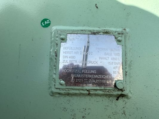 Typenschild Flüssiggastank für die FeWo