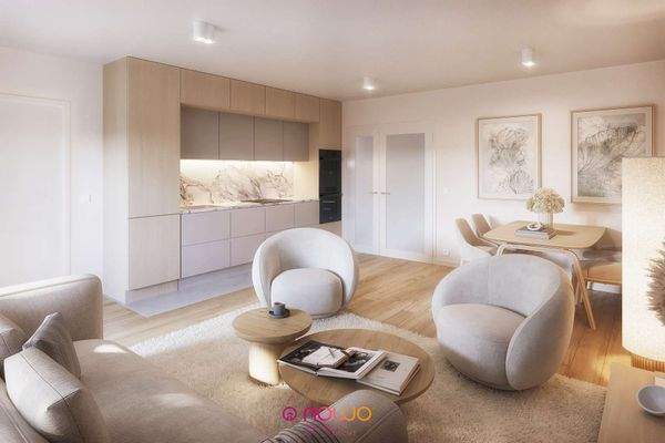 Whg. 18 - Blick ins Wohnzimmer und in die Küche