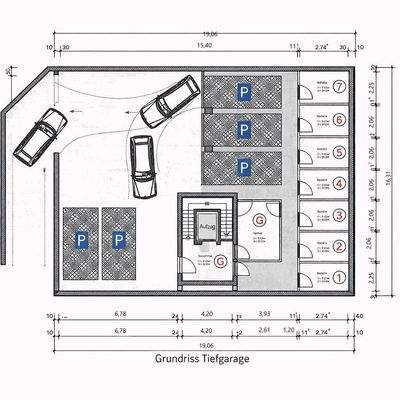 Grundriss Tiefgarage