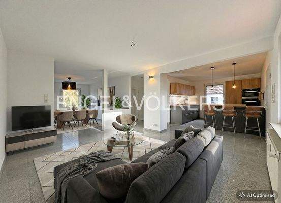 Wohn-/Esszimmer und Küche [KI-optimiertes Foto]