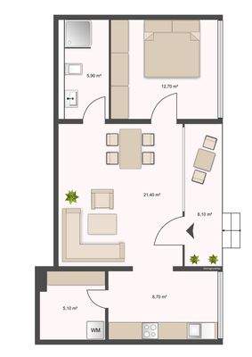 Grundriss WHG1: ca. 57 m²