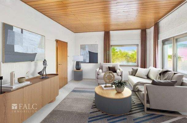 Wohnzimmer virtuell möbliert