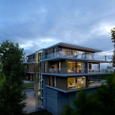 Upper West Dämmerung Glasfassade.