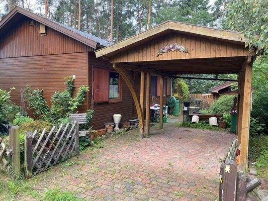 Blick von der Straße / Carport