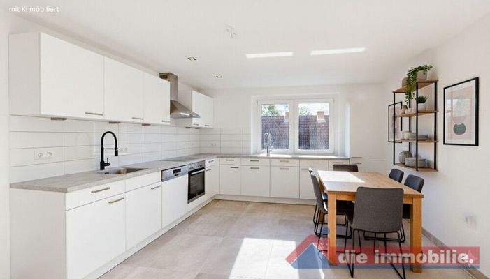 Küche mit KI möbiliert