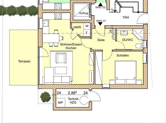 Grundriss Erdgeschosswohnung  1.1