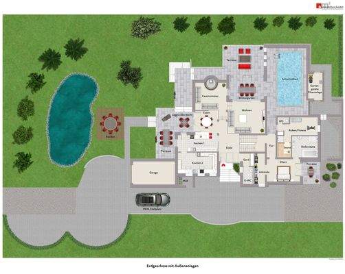 Erdgeschoss mit Außenanlagen
