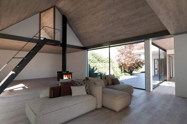 Animation Wohnzimmer mit Blick zur Terrasse