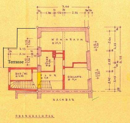 Grundriss Obergeschoss  (ohne Terrasse)