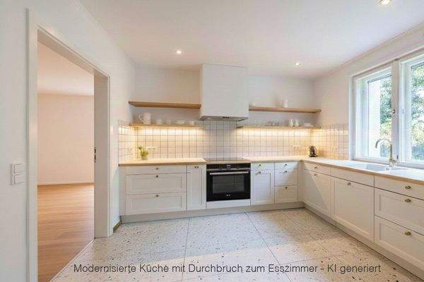 Küche modernisiert mit Durchbruch zum Esszimmer - KI generiert